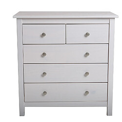 Pegane Commode, meuble de rangement en pin coloris blanc- Longueur 79 x Profondeur 40 x Hauteur 80 cm