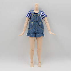 1/6 Tee-shirt à Rayures Bleues Combiné En Jeans Pour Blythe Accessoires Pour Vêtements De Poupée