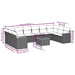 Avis vidaXL Salon de jardin 11 pcs avec coussins gris résine tressée