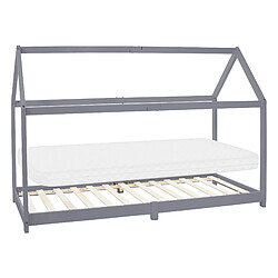 ML-Design Lit enfant + matelas Lit maison Lit bois Sommier à lattes Gris clair 90x200 cm