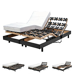 Le Quai Des Affaires Ensemble 2 sommiers relaxation électrique FLEXPALACE 80x200 + 2 matelas mémoire de forme / Noir