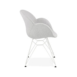 Avis Mes Lot de 2 chaises tissu gris clair piètement en métal blanc - UMILA