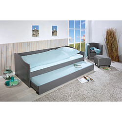 Alter Canapé-lit avec lit gigogne, en pin teinté gris, 97x208x62 cm