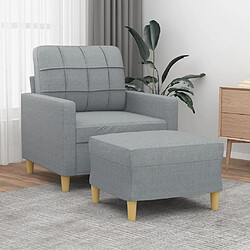 vidaXL Fauteuil avec repose-pied Gris clair 60 cm Tissu