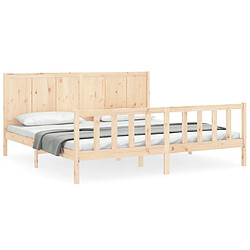 Maison Chic Cadre/structure de lit avec tête de lit pour adulte - Lit Moderne Chambre Super King Size bois massif -MN86069