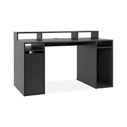 Mes Bureau gamer 1 porte et 1 niche 140x70x85 cm décor noir pas cher