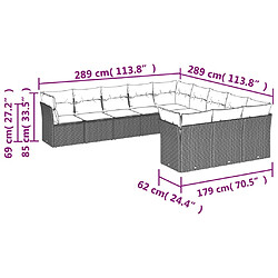 Avis vidaXL Salon de jardin 11 pcs avec coussins gris résine tressée