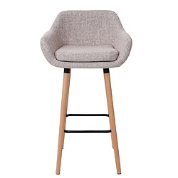 Mendler Tabouret de bar Malmö T381, chaise de bar tabouret de comptoir ~ Textile, gris crème