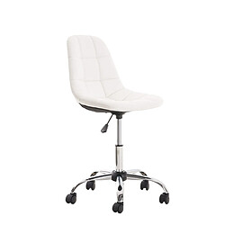 Decoshop26 Chaise de bureau tabouret sur roulettes hauteur réglable en PVC blanc et métal chromé 10_0002484 