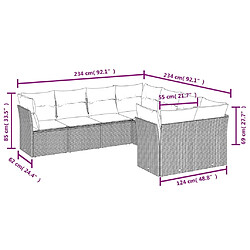 Avis Maison Chic Ensemble Tables et chaises d'extérieur 8 pcs avec coussins,Salon de jardin marron résine tressée -GKD767411