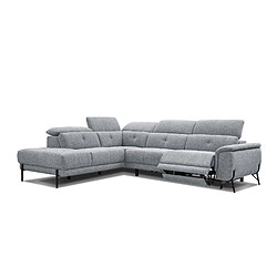 Courtois Laville Canapé d'angle gauche Avena 5 places avec un relax électrique tissu gris clair 