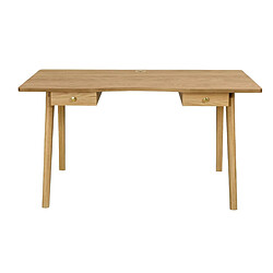 Mes Bureau scandinave 2 tiroirs 140x70x75 cm décor chêne naturel