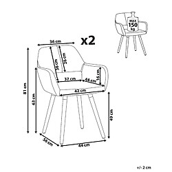 Avis Beliani Chaise de salle à manger CHICAGO Set de 2 Tissu Taupe