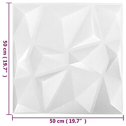 vidaXL Panneaux muraux 3D 24 pcs 50x50 cm Blanc diamant 6 m² pas cher