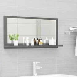 Maison Chic Miroir moderne de salle de bain,Décoration Miroir mural Bain Gris brillant 80x10,5x37 cm Aggloméré -MN69550