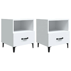 vidaXL Tables de chevet 2 pcs Blanc Bois d'ingénierie