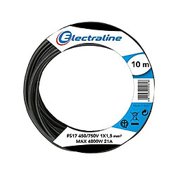 Electraline 13071 Câble unipolaire FS17, section 1 x 1.5 mm², noir, 10 m