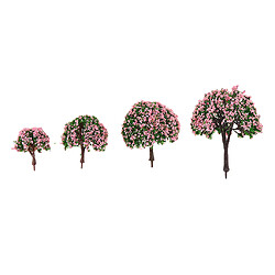 Modèle arbres,figurine arbre,modèle plante,paysage ferroviaire,ornement,décor scène 4pcs Modèle Arbres Floral Figurines Décoration Scène Paysage de Train Jouet Cadeau -Fleurs Roses