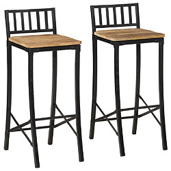 vidaXL Chaises de bar lot de 2 bois de manguier massif brut