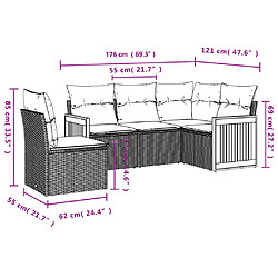 Avis vidaXL Salon de jardin avec coussins 5 pcs beige résine tressée