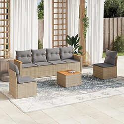 vidaXL Salon de jardin avec coussins 7pcs mélange beige résine tressée 