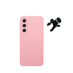 SuppOrt Magnétique renforcé de kit + couvercle de silicone liquide Phonecare pour Samsung Galaxy A05s - rose 