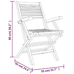 Maison Chic Lot de 4 Chaises de jardin,Fauteuil d'extérieur pliantes 55x62x90 cm bois massif teck -MN93777 pas cher