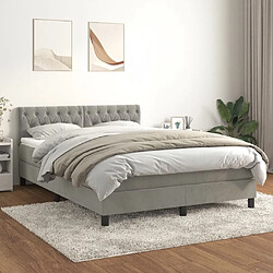 vidaXL Sommier à lattes de lit et matelas Gris clair 140x200cm Velours 