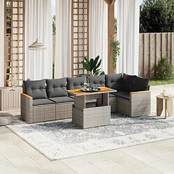 vidaXL Salon de jardin avec coussins 7 pcs gris résine tressée 