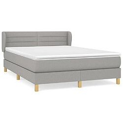 vidaXL Sommier à lattes de lit avec matelas Gris clair 140x200cm Tissu