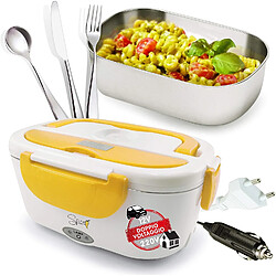 Spice Lunch box Boîte à Repas électrique Amovible de 1,5 L et double alimentation 220V – 12 V jaune blanc 