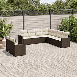 Maison Chic Salon de jardin avec coussins 9 pcs, Ensemble Tables et chaises de jardin, marron résine tressée -GKD593011