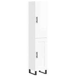 Maison Chic Buffet,Meuble de Rangement,commode pour salon,Cuisine Blanc brillant 34,5x34x180 cm Bois d'ingénierie -MN42848