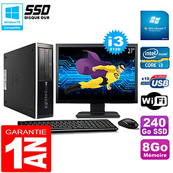 PC HP Compaq Pro 6300 SFF I3-2120 8Go 240Go SSD Graveur DVD Wifi W7 Ecran 27" · Occasion 