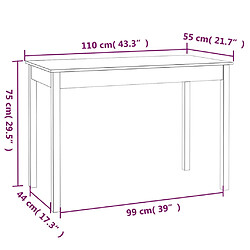 vidaXL Table à manger Noir 110x55x75 cm Bois massif de pin pas cher