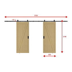 Acheter Vente-Unique Porte coulissante double avec système en applique en bois et MDF - Naturel clair - 2 x H205 x L83 cm - BALERMA