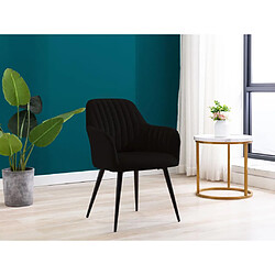 Vente-Unique Lot de 6 chaises avec accoudoirs en velours et métal - Noir - ELEANA