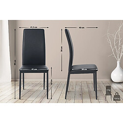 Decoshop26 Lot de 6 chaises de salle à manger design simple en synthétique noir cadre en métal noir CDS10288