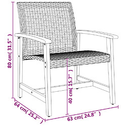 vidaXL Chaises de jardin lot de 2 beige résine tressée bois d’acacia pas cher