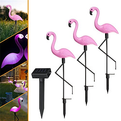 Wewoo LED Avec panneau solaire 3 en 1 imperméable Flamingo pelouse lumière jardin chemin paysage lumières nuit lampe