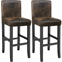 Tectake Lot de 2 chaises de bar - marron foncé 