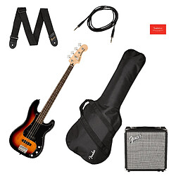 Affinity Precision Bass PJ Pack Laurel 3-Color Sunburst + Gig Bag + Ampli Rumble 15 Squier by FENDER 