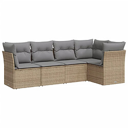 vidaXL Salon de jardin avec coussins 5 pcs beige résine tressée