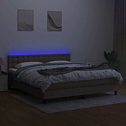 Acheter Maison Chic Lit adulte- Lit + matelas,Sommier à lattes de lit avec matelas LED Taupe 160x200 cm Tissu -GKD97383