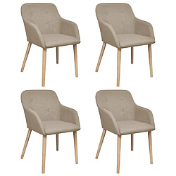 Decoshop26 Lot de 4 chaises de salle à manger cuisine design moderne tissu beige et chêne massif CDS021224