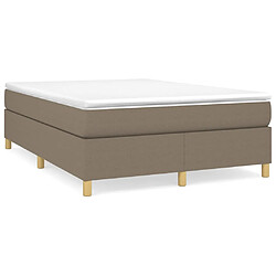 vidaXL Sommier à lattes de lit avec matelas Taupe 140x190 cm Tissu