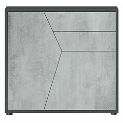 Mpc Petit Meuble De Rangement Noir Mat Et Gris Béton (lxhxp) : 79 X 74 X 36