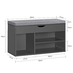 SoBuy FSR45-DG Banc de Rangement à Chaussures Bottes avec Coussin Rembourré Meuble d'Entrée Confortable Etagère à Chaussures