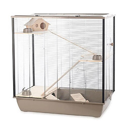 DUVO Cage Natural Fargo - 78x48x80 cm - Moka et zinc - Pour rongeurs