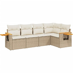 vidaXL Salon de jardin avec coussins 5 pcs beige résine tressée